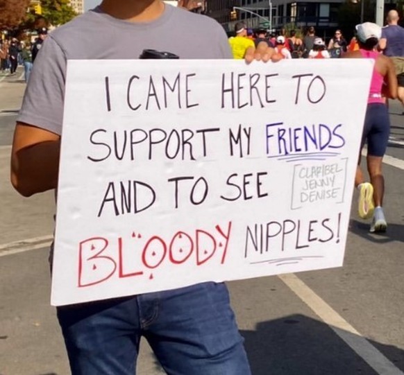 Signs at the New York Marathon