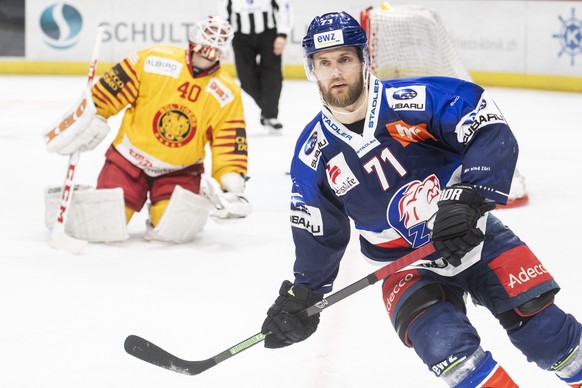 Zuerichs Fredrik Pettersson reagiert nach seinem 1:1 Tor im Eishockeyspiel der National League zwischen den ZSC Lions und den SCL Tigers am Samstag, 19. Januar 2019, im Zuercher Hallenstadion. (KEYSTO ...