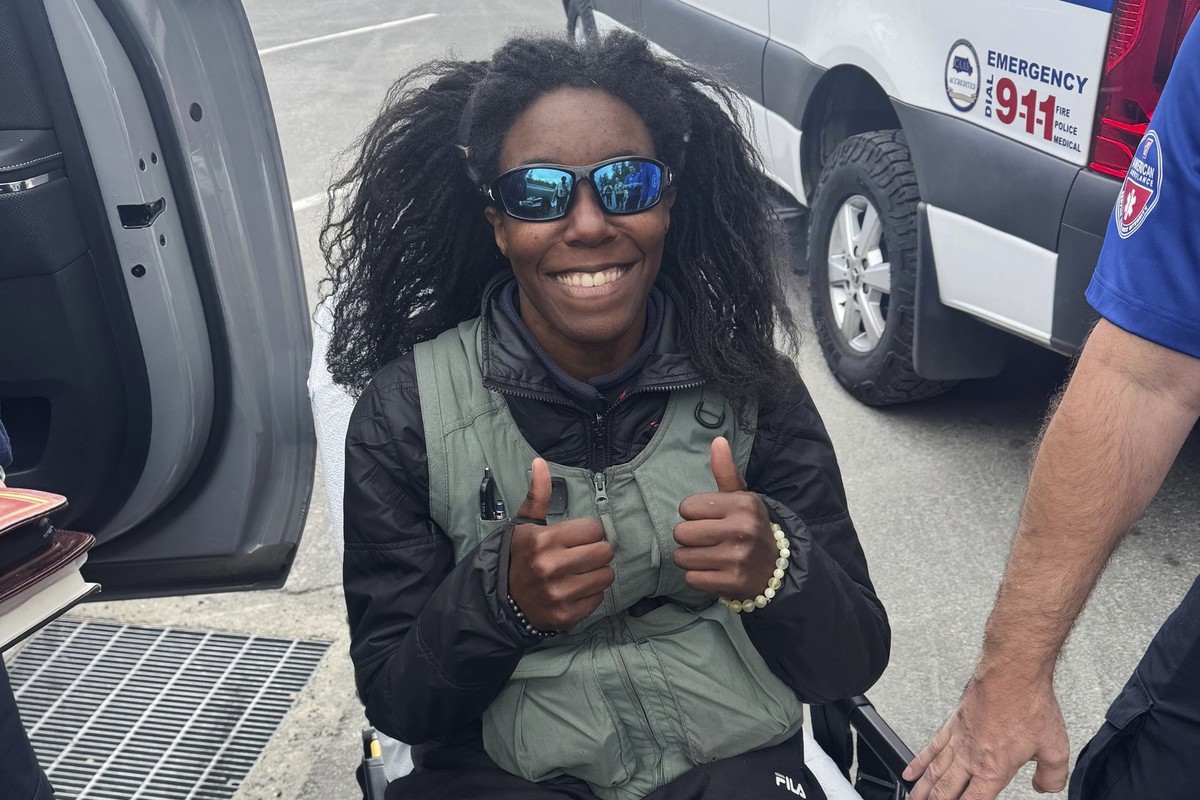This image provide by the Fresno County Sheriff's Office, shows Tiffany Slaton, of Jeffersonville, Ga., when she was rescued in Fresno County, Calif. on Wednesday, May 14, 2025 after being report ...