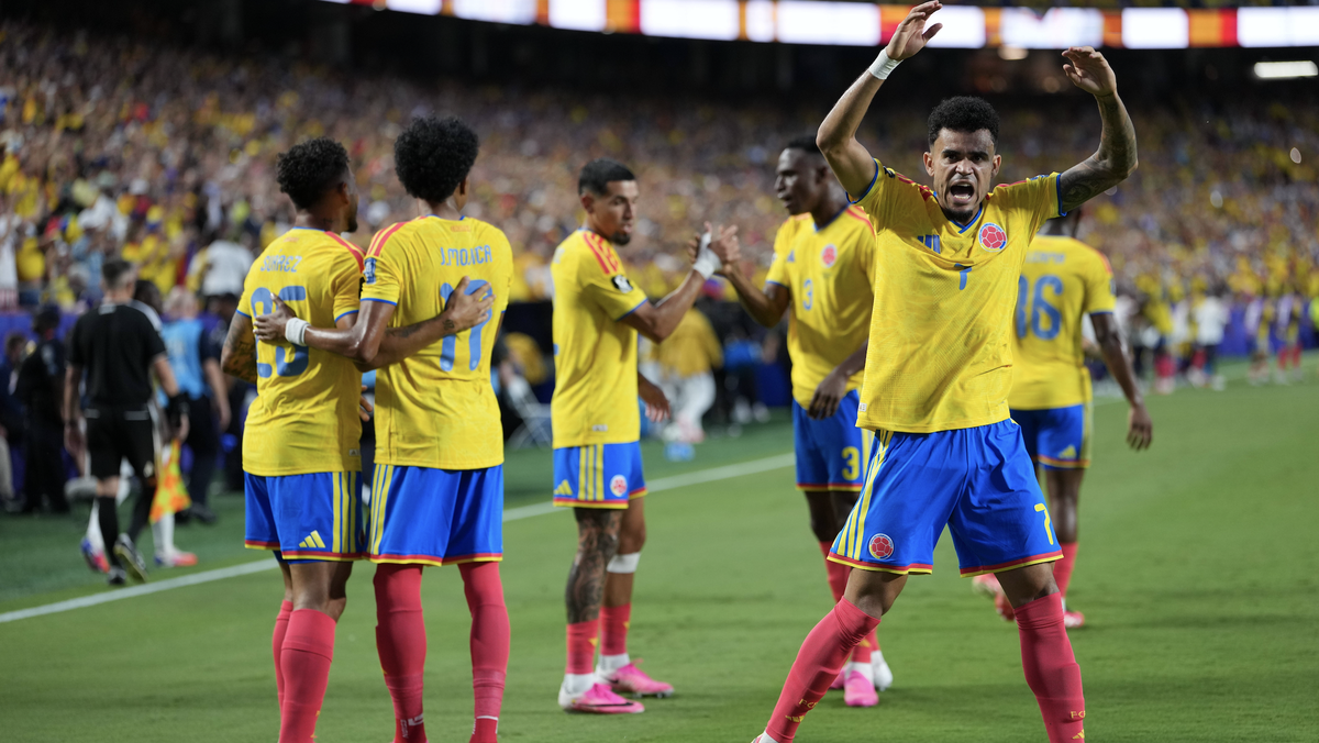 Colombia v Ghana - FIFA World Cup, WM, Weltmeisterschaft, Fussball 2026 - Round of 32 KANSAS CITY, UNITED STATES - JULY 3: Players of Colombia celebrate after Jhon Arias goal during the 2026 FIFA Worl ...