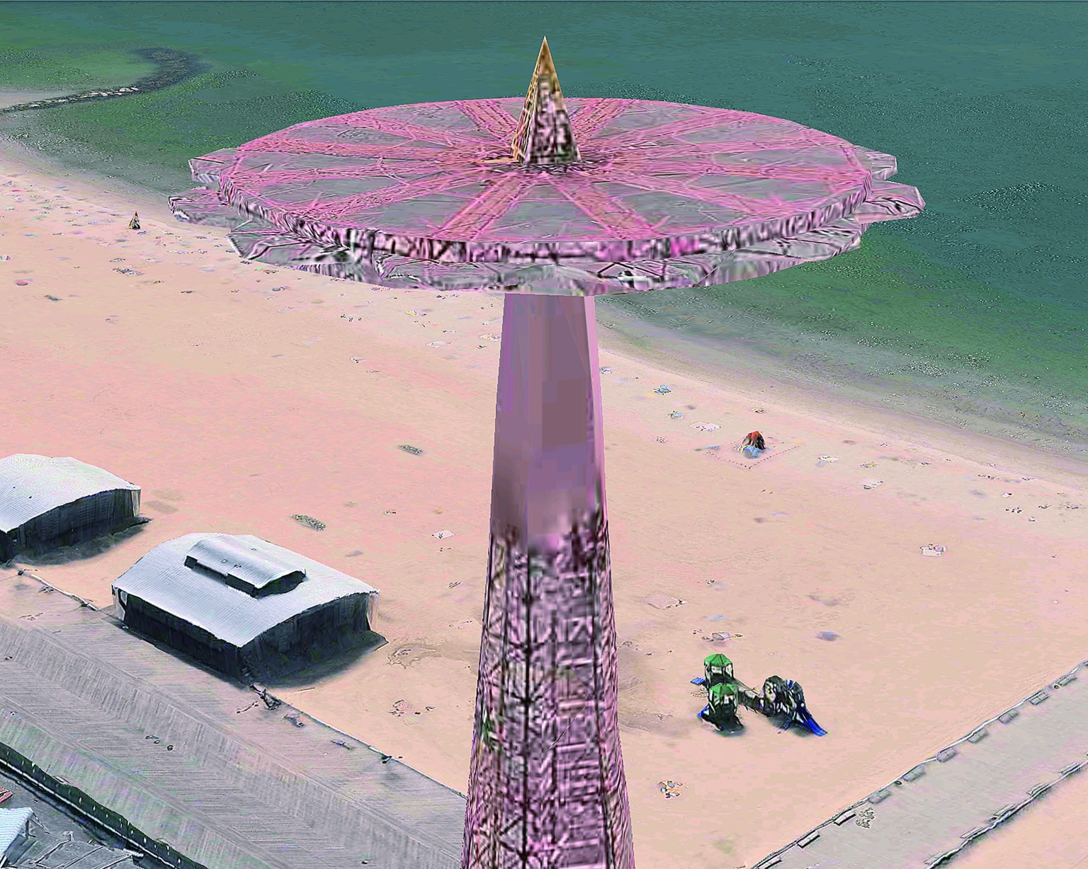Rosarote Freizeit: So surreal sieht Apple Maps einen Vergnügungspark bei New York.