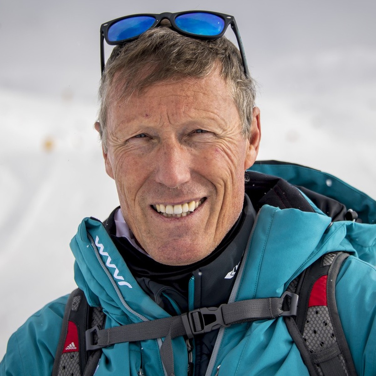 Pirmin Zurbriggen, ambassador and former ski racer of Switzerland poses front of the new ski slope "Gran Becca" which will be used in the ski world cup calendar during a medias visit between ...