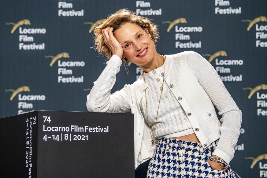 CAPTION CORRECTION: CORRECTS IDENTITY - Actress Vicky Krieps from Luxemburg of the Film, Beckett, posing at a photocall on the 74th Locarno International Film Festival in Locarno, Switzerland, Wednesd ...