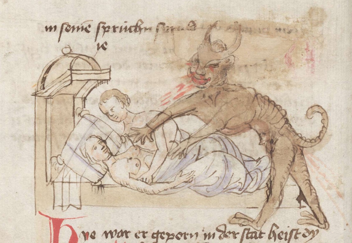 Même dans le lit conjugal, il fallait se méfier des pulsions démoniaques, raison pour laquelle la théologie imposait des règles strictes en matière de rapports conjugaux.
https://digital.staatsbibliot ...