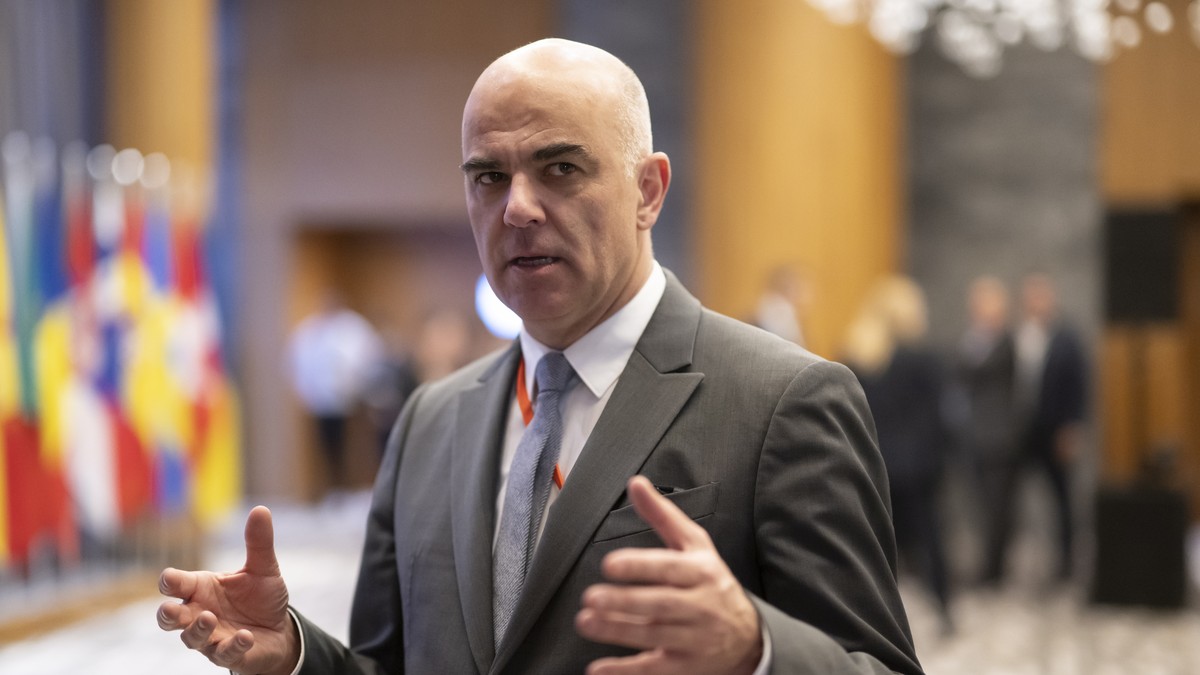 epa10407318 Swiss federal president Alain Berset at the 'Davos Alliance' (conference of ministers of culture) on the sideline of the 52nd annual meeting of the World Economic Forum (WEF), in ...