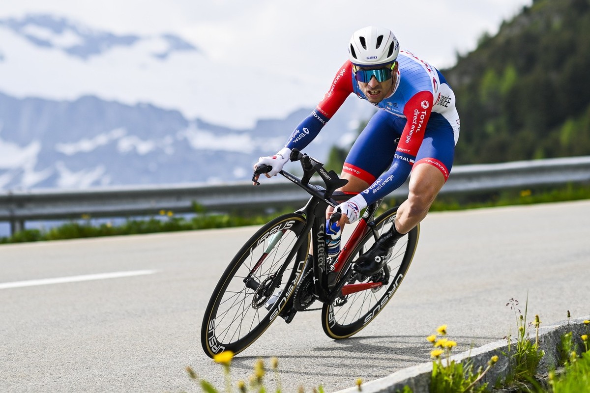 Pierre-Roger Latour from France of Total Direct Energie during the seventh stage, a 23.2 km time trial from Disentis-Sedrun to Andermatt, at the 84th Tour de Suisse UCI ProTour cycling race, on Saturd ...