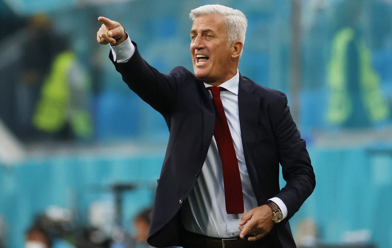 epa09318274 Switzerland&#039;s head coach Vladimir Petkovic reacts during the UEFA EURO 2020 quarter final match between Switzerland and Spain in St.Petersburg, Russia, 02 July 2021. EPA/Anatoly Malts ...