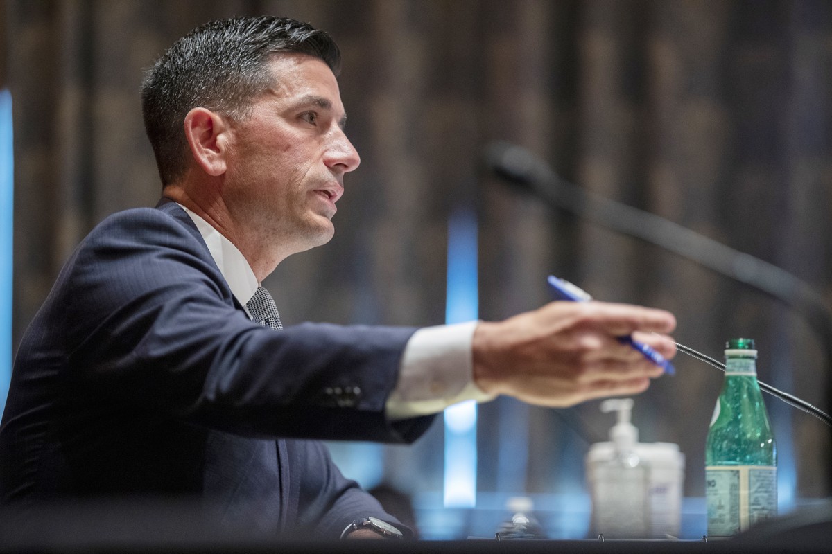 FILE - In this Sept. 23, 2020, file photo, acting Secretary of Homeland Security Chad Wolf testifies before the Senate Homeland Security and Governmental Affairs committee during his confirmation hear ...