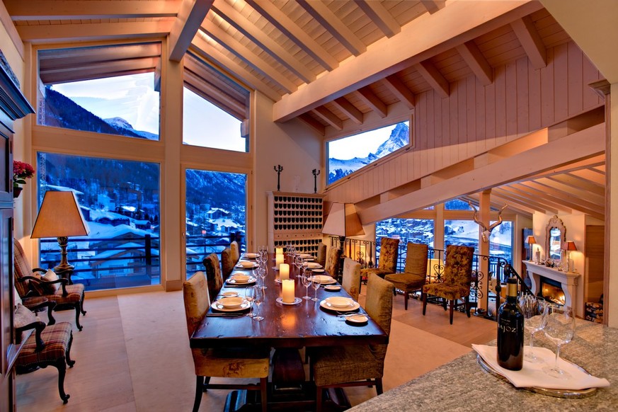 Speisezimmer mit Aussicht auf Zermatt: Chalet Grace