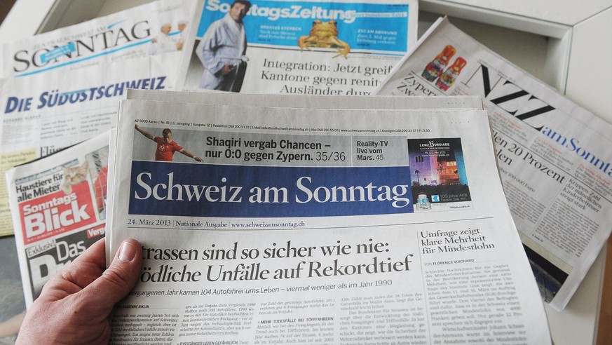 Die neue Sonntagszeitung &quot;Schweiz am Sonntag&quot; erscheint zum ersten Mal in den Kiosken, am Sonntag, 24. Maerz 2013. Erstmals sind die bisherigen Sonntagszeitungen &quot;Der Sonntag&quot; und  ...