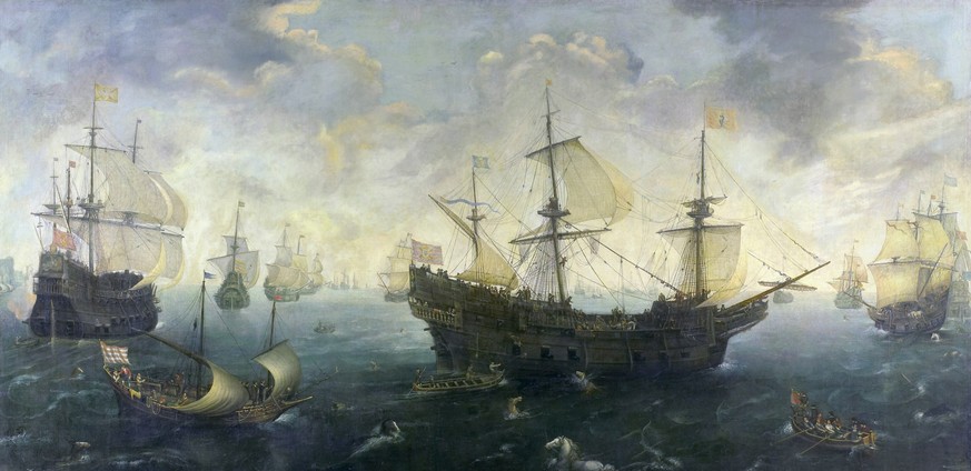 Die Armada vor der englischen Küste.&nbsp;