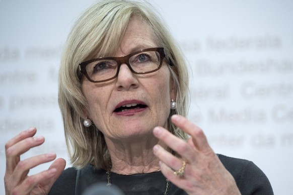 Regine Aeppli, Vizepraesidentin SHK (Schweizerische Hochschulkonferenz), waehrend der Pressekonferenz zur Hochschulkonferenz, am Donnerstag, 26. Februar 2015, in Bern. (KEYSTONE/Marcel Bieri)