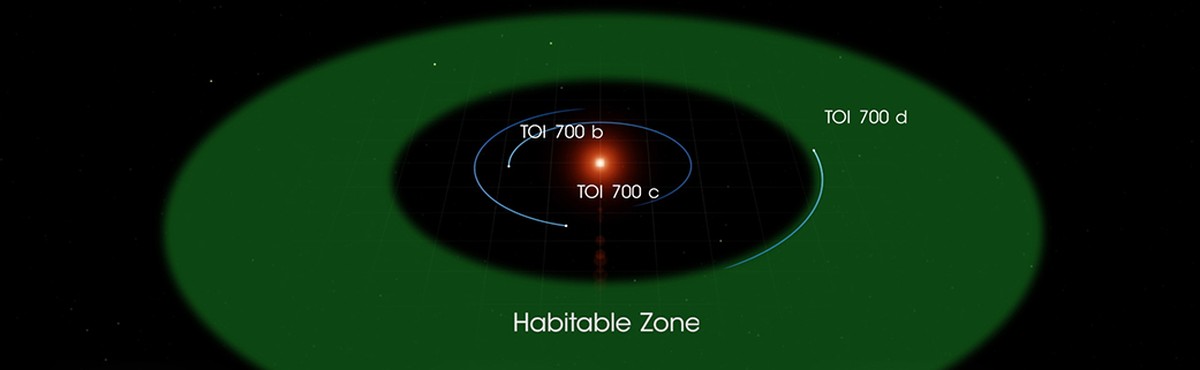 Im System des Roten Zwergs TOI-700 umkreisen drei Planeten das Zentralgestirn, der äusserste davon in der habitablen Zone.