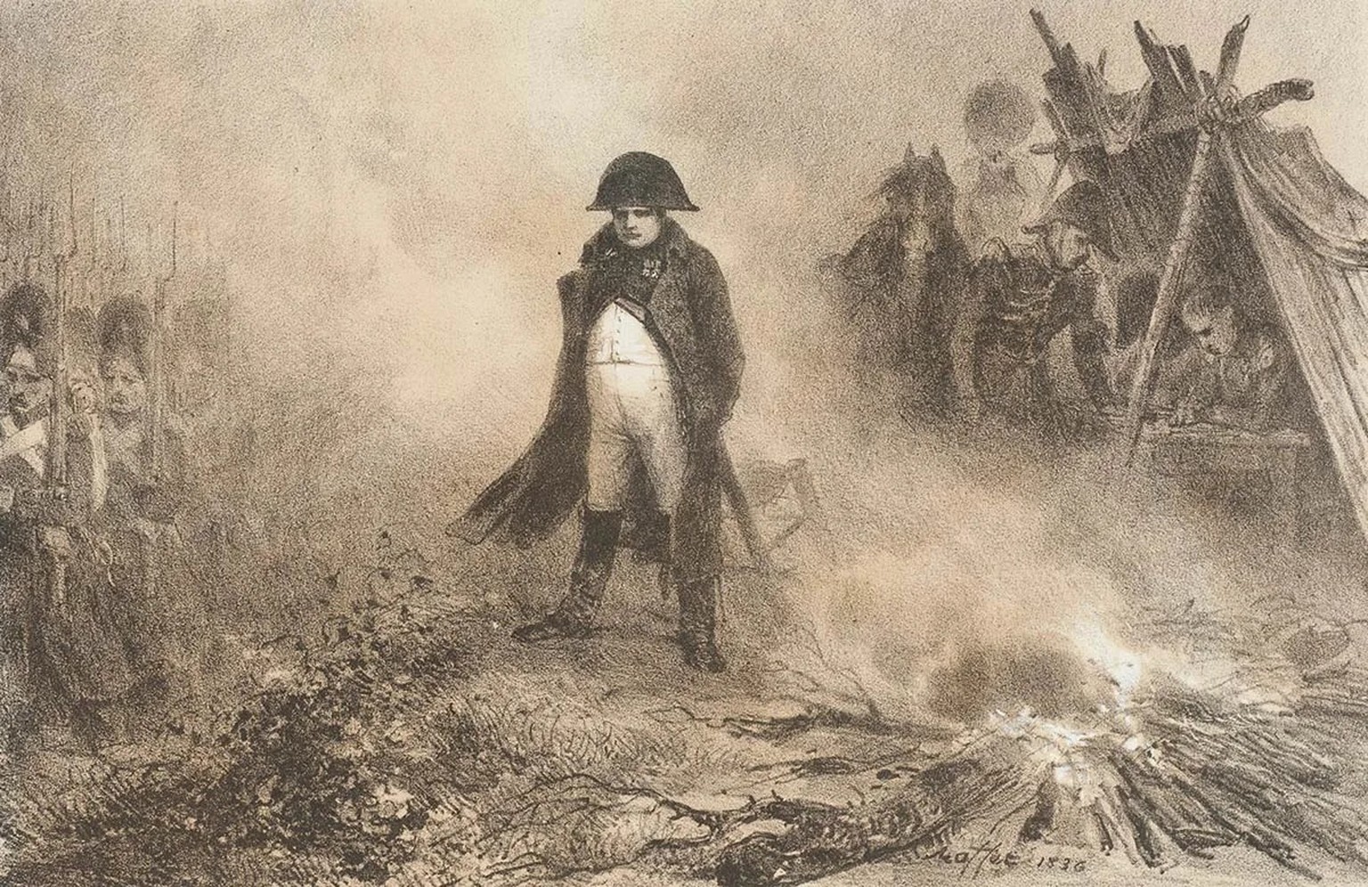 Die Eidgenossen fürchteten 1815 die Rückkehr von Napoleon Bonaparte und reagierten entsprechend. Litografie von Auguste Raffet.
https://commons.wikimedia.org/wiki/File:Napol%C3%A9on_Bonaparte_by_Augus ...