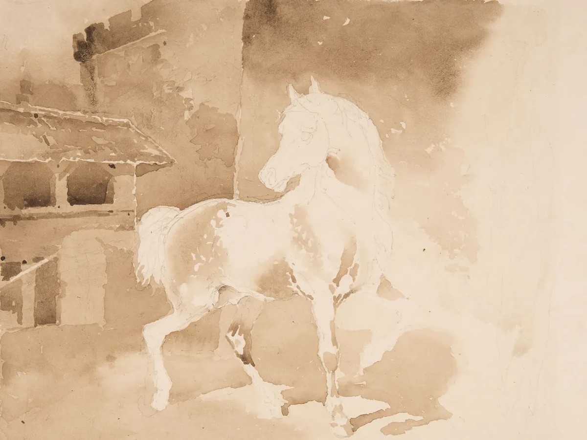 Das Pferd – Männlichkeitssymbol und Mädchentraum zugleich. Pinselzeichnung von Simon Volmar, um 1830.
https://permalink.nationalmuseum.ch/100120356