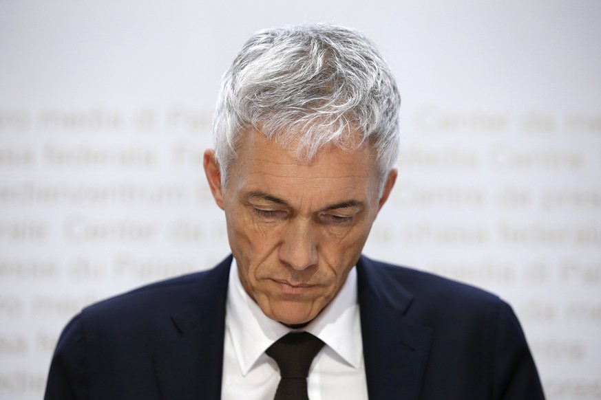 epa07561018 Swiss Federal Attorney Michael Lauber attends a press conference at the Media Centre of the Federal Parliament in Bern, Switzerland, 10 May 2019. Federal Attorney Michael Lauber is critici ...