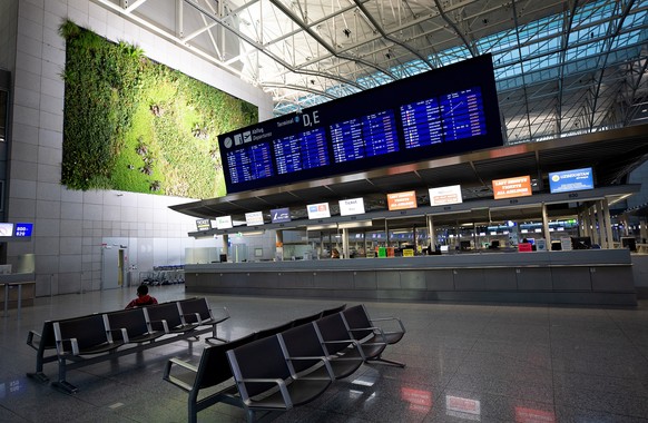 epa10472167 An empty departures area at the Frankfurt International Airport in Frankfurt am Main, Germany, 17 February 2023. Following the strike announcement by the trade union ver.di, the operators  ...