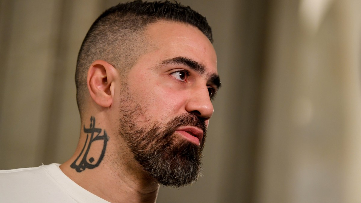 epa07959839 German rapper Bushido at Federal Administrative Court in Leipzig, Germany, 30 October 2019. Federal Administrative Court decides on an AfD complaint against the Bushido his album "Son ...