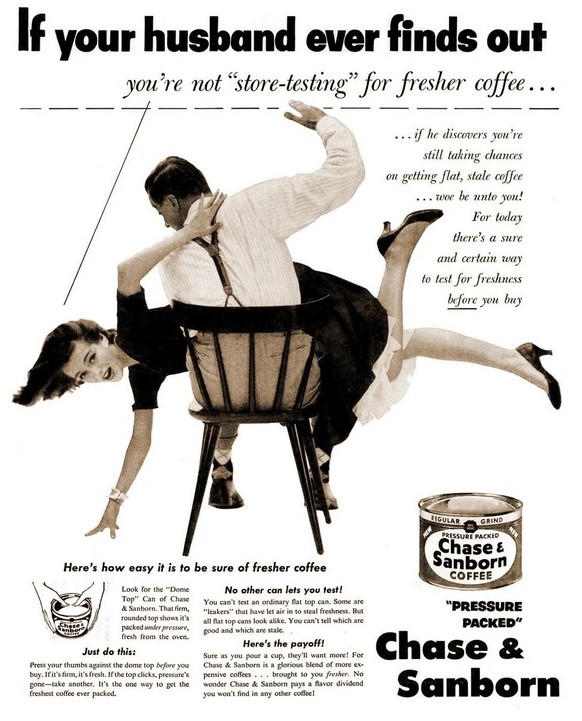 Vintage sexistische Werbungen
https://clickamericana.com/topics/culture-and-lifestyle/50-sexist-vintage-ads-so-bad-you-almost-wont-believe-they-were-real