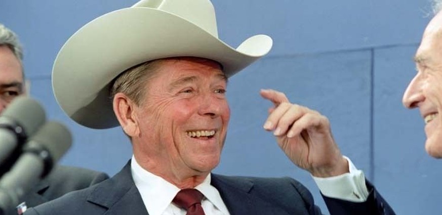 US-Präsident Ronald Reagan an einer Veranstaltung der Republikanischen Partei in Texas (11.10.1982).