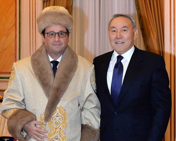 François Hollande (links!) mit dem kasachischen Präsidenten Nursultan Nasarbajew&nbsp;