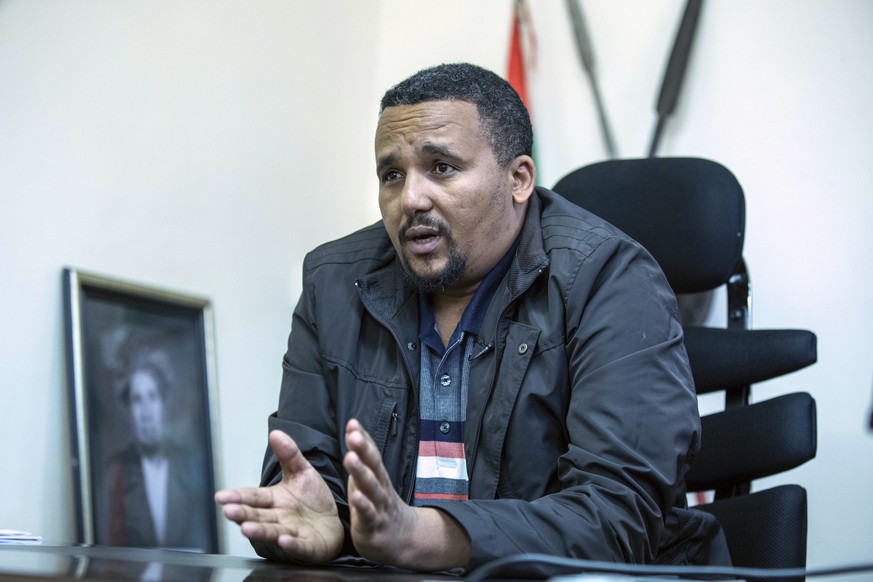 Jawar Mohammed during the exclusive interview with Associated Press at his house in Addis Ababa, Ethiopia, Thursday, Oct. 24, 2019. EthiopiaÄôs Nobel Peace Prize-winning prime minister Abiy Ahmed fac ...
