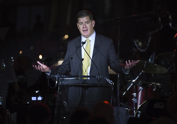 Boston Mayor Martin &quot;Marty&quot; Walsh speaks at the Facing Addiction with NCADD (National Council on Alcoholism and Drug Dependence) gala at the Rainbow Room on Monday, Oct. 8, 2018, in New York ...