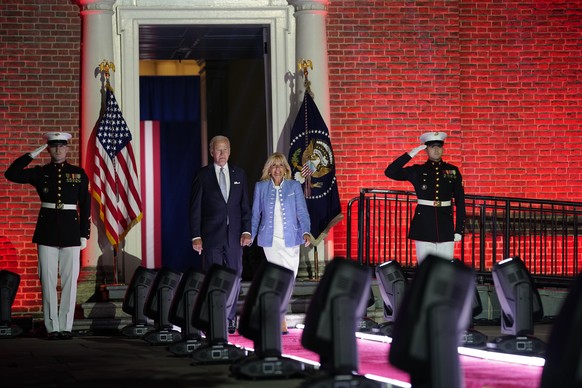 President Joe Biden arrives with first lady Jill Biden to speak outside Independence Hall, Thursday, Sept. 1, 2022, in Philadelphia. (AP Photo/Evan Vucci)
Joe Biden