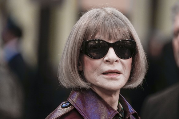 Anna Wintour arrives for the unveiling of the Tod&#039;s women&#039;s Fall-Winter 2024-25 collection in Milan, Italy, Friday, Feb. 23, 2024. (AP Photo/Luca Bruno)
