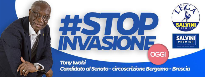 «Stop Invasione»: So wirbt Tony Iwobi auf seiner Facebook-Seite.