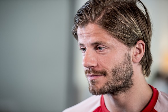 epa06788692 Denmark&#039;s Lasse Schoene attends a press conference in Elsingoer, Denmark, 06 June 2018. Denmark&#039;s national soccer team prepares for the FIFA World Cup 2018 taking place in Russia ...