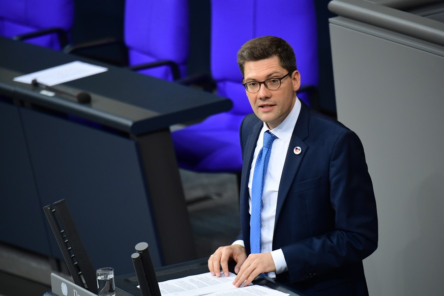 epa08202115 (FILE) - Federal Government Commissioner for the New Federal States Christian Hirte speaks during a session of the German parliament Bundestag on the status of the report of the German Uni ...