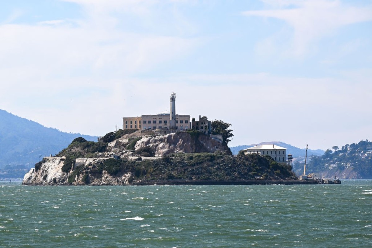 SAN FRANCISCO, CA - AUGUST 15: A view of Alcatraz Island on August 15, 2023 in San Francisco, California, United States. Alcatraz Island in San Francisco Bay is the home of Alcatraz Federal Penitentia ...