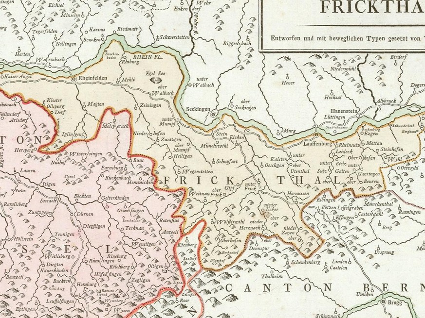 Die Landschaft Basel und das Frickthal auf einer von Wilhelm Haas in Basel entworfenen und gedruckten Karte, 1798.
https://www.e-rara.ch/bau_1/content/titleinfo/7264581