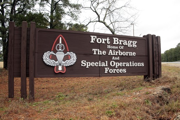 FILE - In this Jan. 4, 2020, file photo a sign for at Fort Bragg, N.C., is shown. Defense Secretary Mark Esper and Army Secretary Ryan McCarthy, both former Army officers, put out word that they are  ...