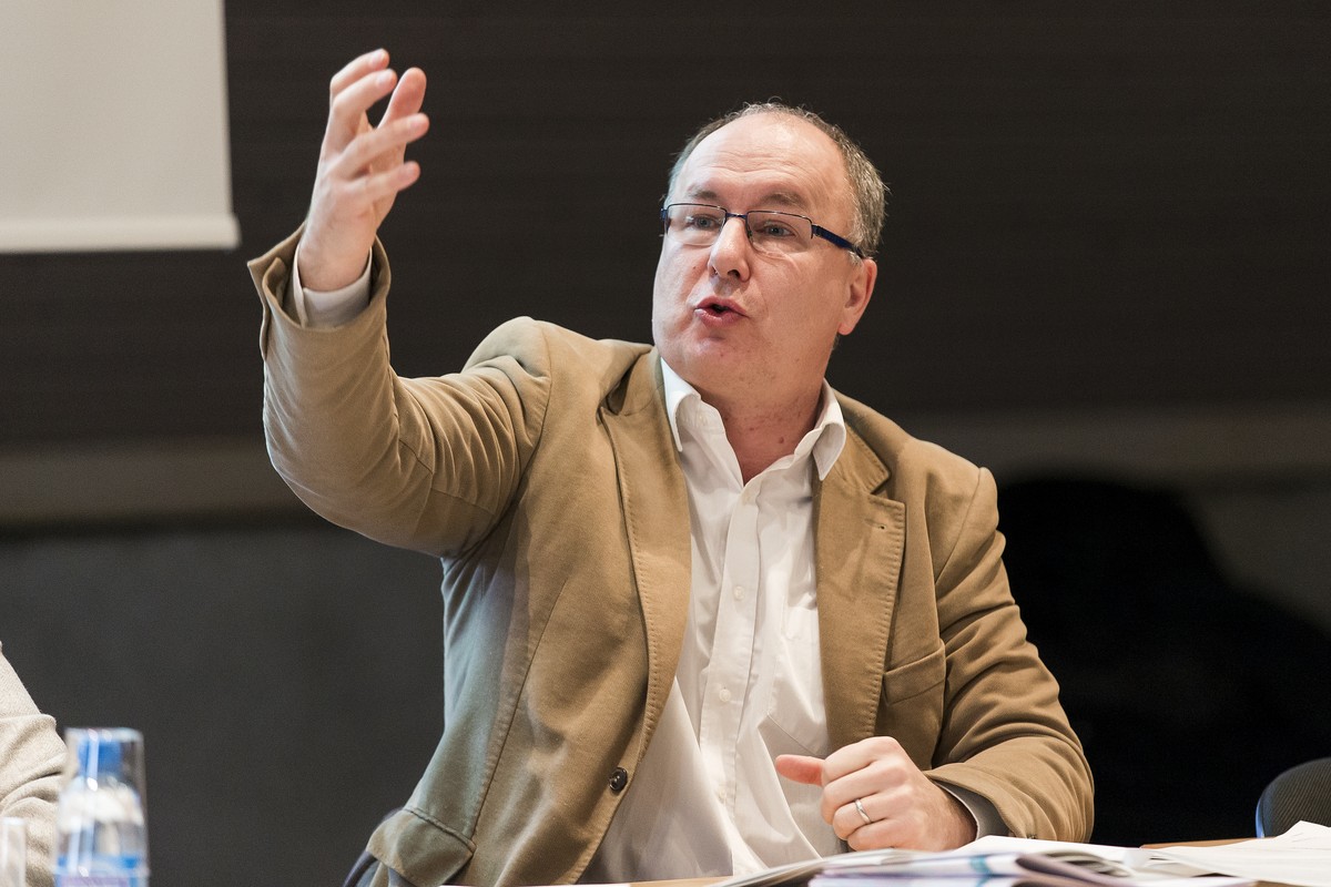 Pierre-Yves Maillard, president du Conseil d'Etat, prend la parole lors de la conference de presse sur la troisieme reforme de l'imposition des entreprises (RIE III), ce jeudi 21 janvier 201 ...