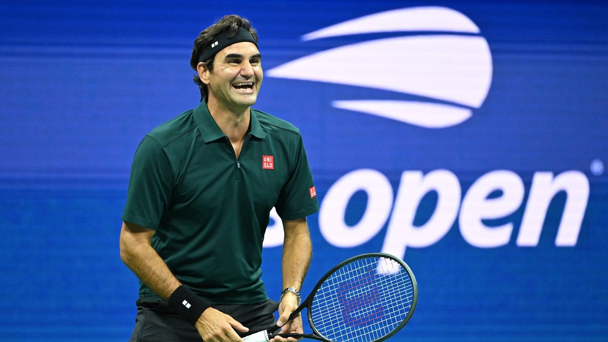 Retired tennis Icon Roger Federer is seen during Roger Federer The Return of an Icon To New York in Arthur Ashe Stadium on the Tuesday before the 2026 US Open Tennis Championship at the USTA Billie Je ...