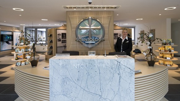The reception area, pictured at the new Scientology church in Basel, Switzerland, on April 26, 2015. It&#039;s Scientology&#039;s first so called Ideal Org in Switzerland. (KEYSTONE/Georgios Kefalas)
 ...