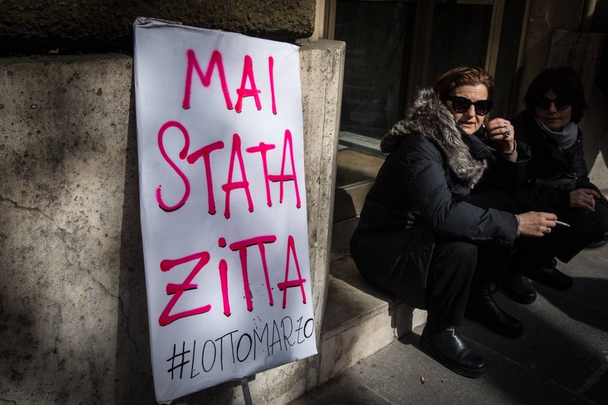 March 8, 2018 - Rome, Italy, Italy - Women march during a demonstration demanding equal rights for women and men, on the occasion of the Women s Day, in Rome.on March 8, 2018 in Rome, Italy. Rome Ital ...