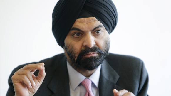 FILE - MasterCard CEO Ajay Banga speaks to reporters in New York, April 6, 2011. World Bank executive directors on Wednesday confirmed former Mastercard CEO Ajay Banga to lead the organization for a f ...