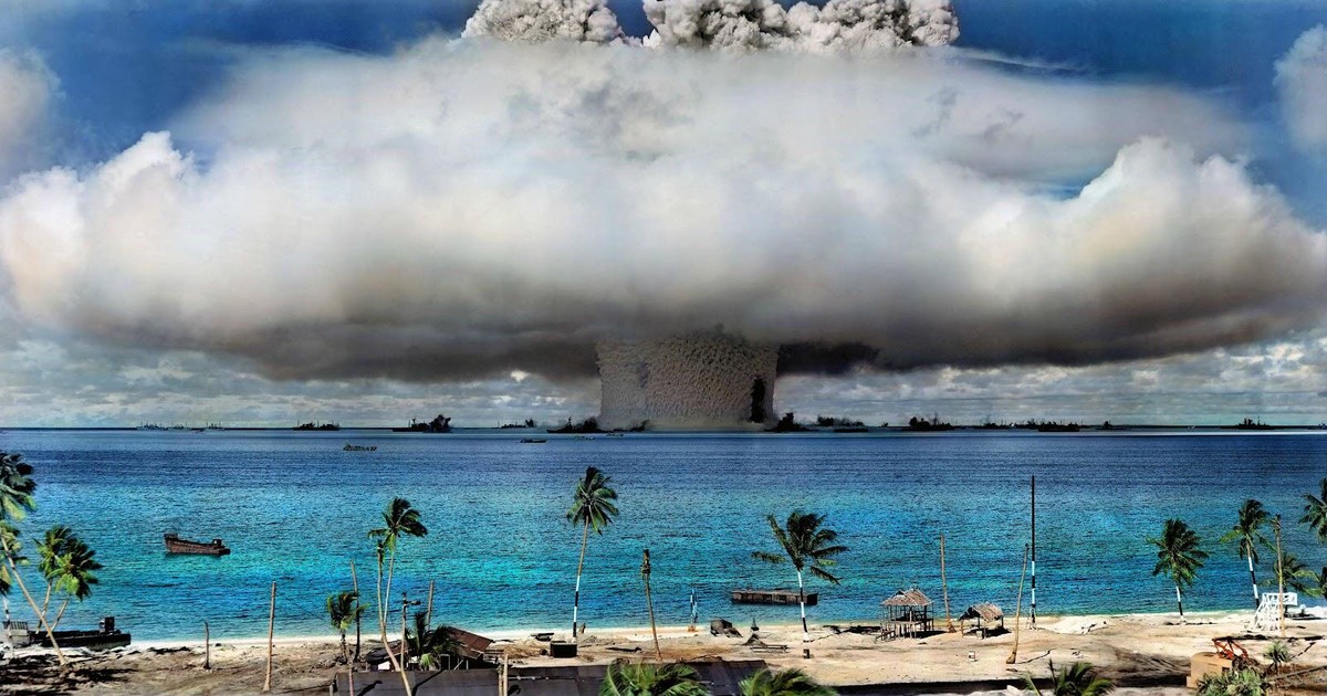 Atombomben-Test 1946 im Bikini Atoll im Südpazifik.