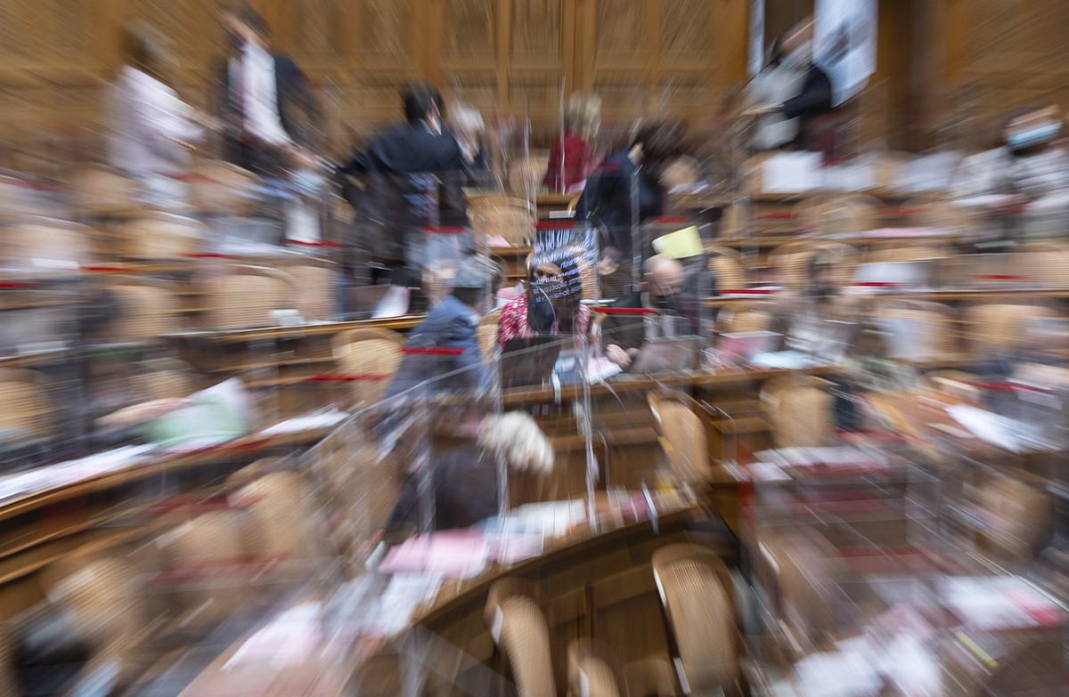 Der Nationalrat tagt an der Fruehlingssession der Eidgenoessischen Raete, am Dienstag, 16. Maerz 2021, in Bern. (KEYSTONE/Peter Schneider)