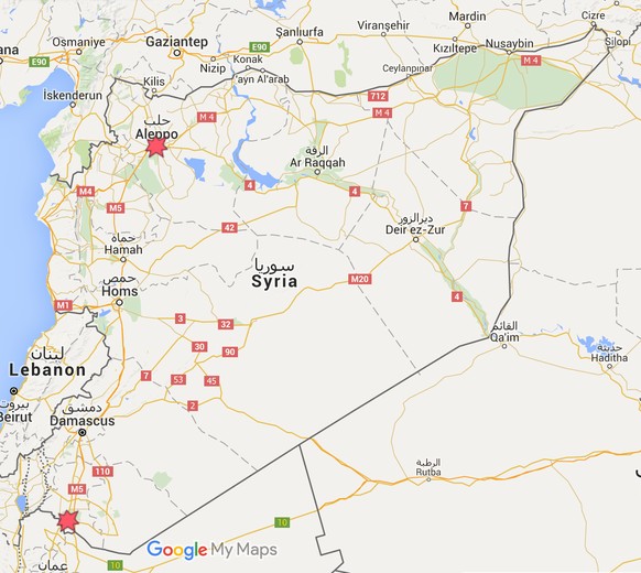 Berichte von Fassbomben-Angriffen aus Aleppo im Norden und Daraa im Süden Syriens.