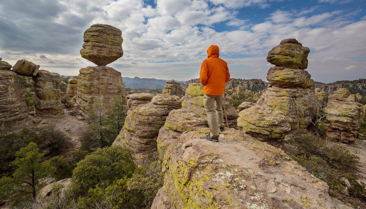 Unusual landscape at the Chiricahua National Monument, Arizona, USA xkwx peak hike hiking hiker arizona arizona mountains attraction chiricahua mountains chiricahua national monument cliff erosion for ...