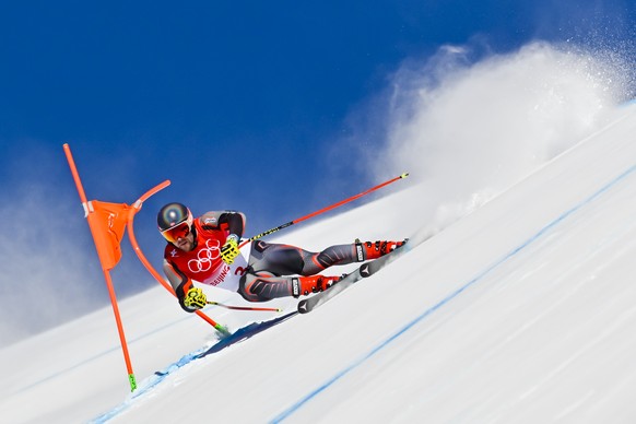Aleksander Aamodt Kilde of Norway competes in men&#039;s downhill training at the at the 2022 Olympic Winter Games in Yanqing, China, on Saturday, February 5, 2022. (KEYSTONE/Jean-Christophe Bott)