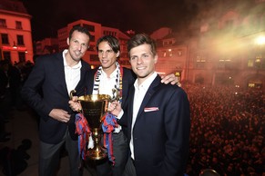 Streller (links) mit den beiden Abgängen Sommer und Stocker.