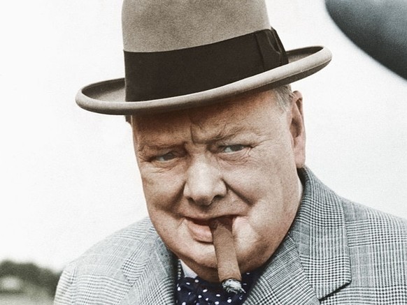 British statesman Winston Churchill smoked one of his beloved cigars in 1949 as he left the plane returning from a holiday on the continent.  He caught a cold while swimming at the Riviera, but...