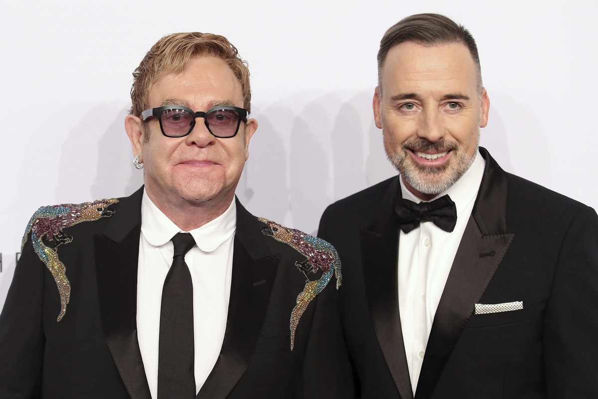 Elton John, left, and David Furnish attend the Elton John AIDS Foundation's 15th Annual An Enduring Vision Benefit at Cipriani Wall Street on Wednesday, Nov. 2, 2016, in New York. (Photo by Greg  ...