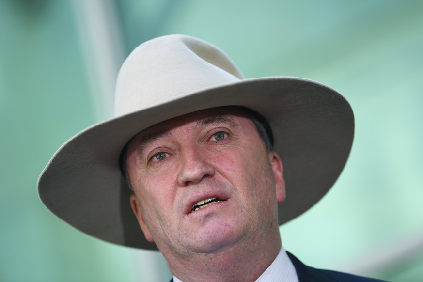 epa06556128 (FILE) - Australian Deputy Prime Minister Barnaby Joyce speaks to the media during a press conference at Parliament House in Canberra, Australia, 16 February 2018 (reissued 23 February 201 ...