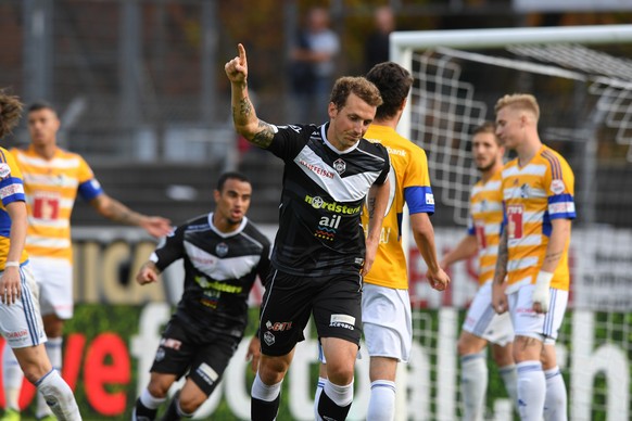 Lugano&#039;s player Alexander Gerndt celebrates the 1-0 during the Super League soccer match FC Lugano against FC Lucerne, at the Cornaredo stadium in Lugano, Sunday, October 29, 2017. (KEYSTONE/Ti-P ...